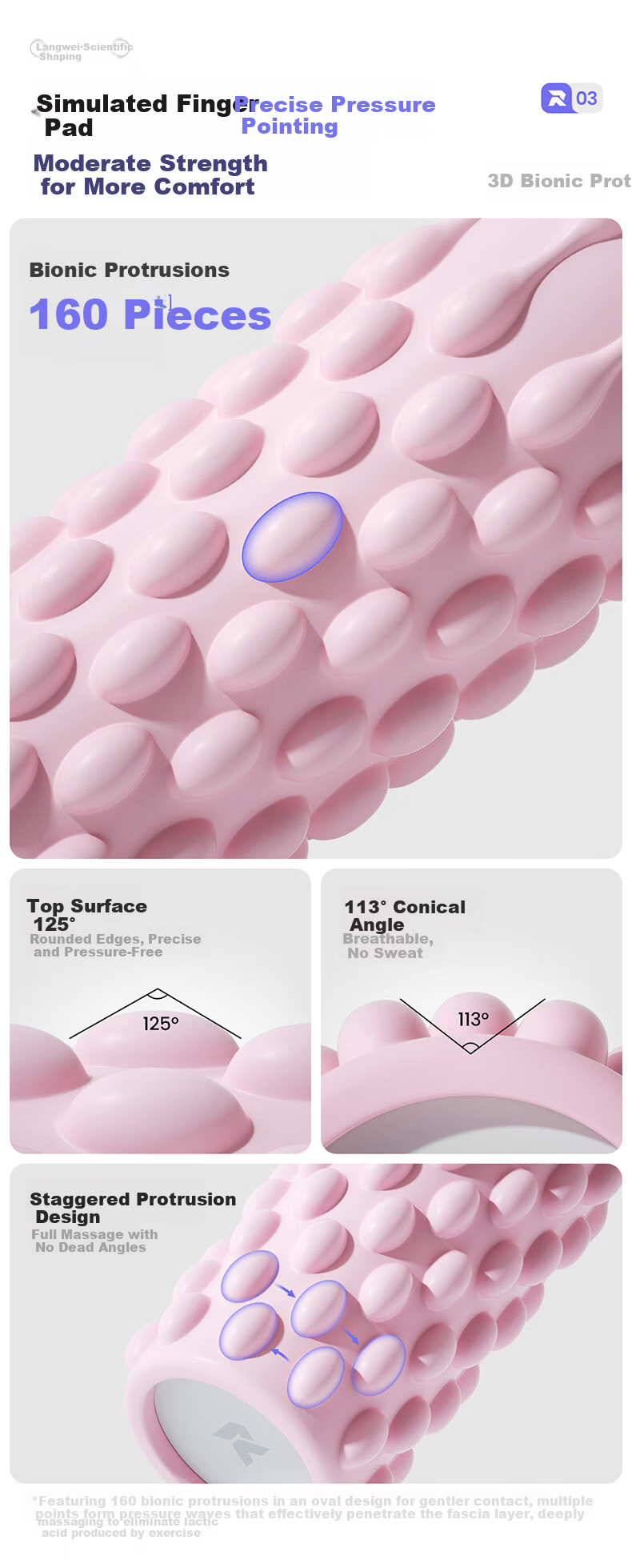Langwei Foam Roller Muscle Relaxation Spiky Massage Stick Home Yoga Fitness Equipment Roller Massager 6