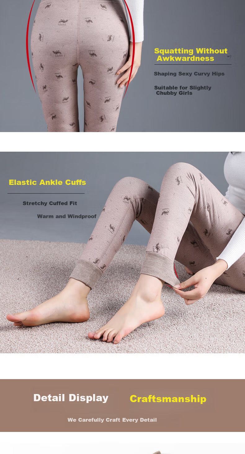 LangSha Women's Inner Lined Down Pants Winter Fleece Thickened Warm High Waist Plus Size Slim Lightweight Northeast Cotton Pants 10