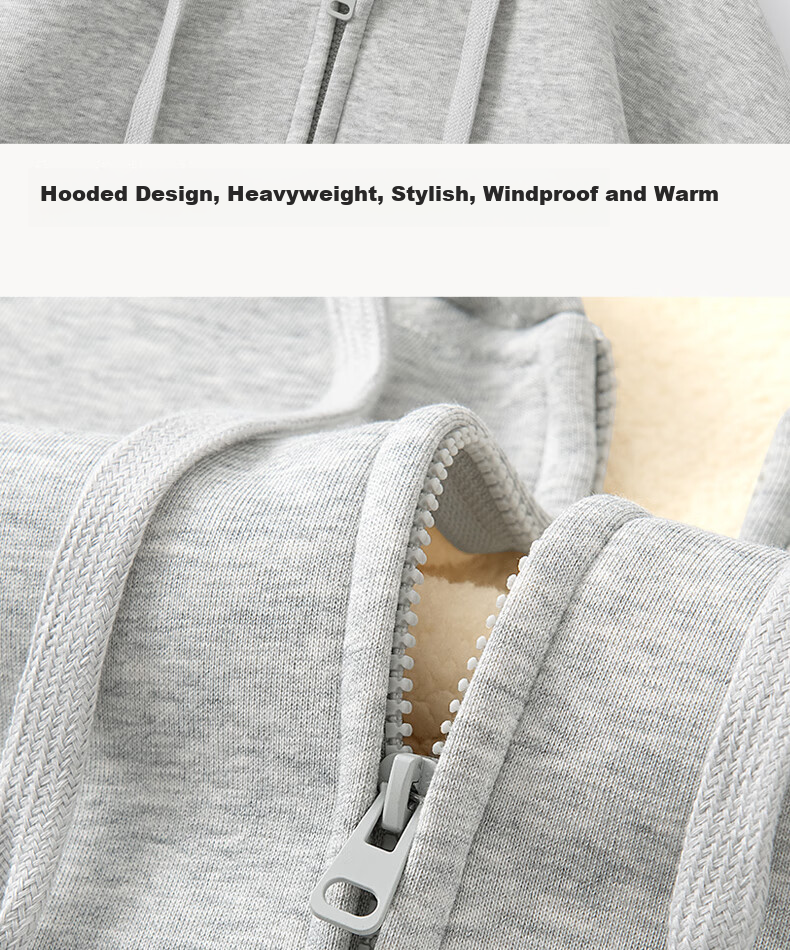 Mark Fairwhale Men's Spring Autumn 330G Heavyweight Hooded Basic Zip-up Cardigan Sweatshirt Jacket Black M 13