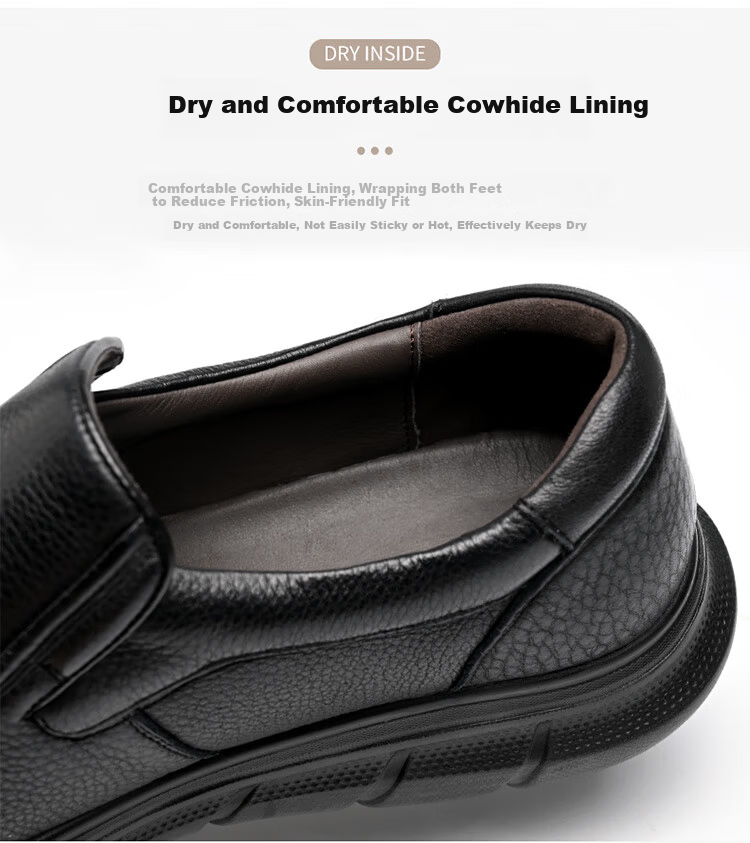 SPIDER KING Men's Casual Comfortable Business Low-top Thick-soled Slip-on Shoes D2QA480721A Black Size 40 5