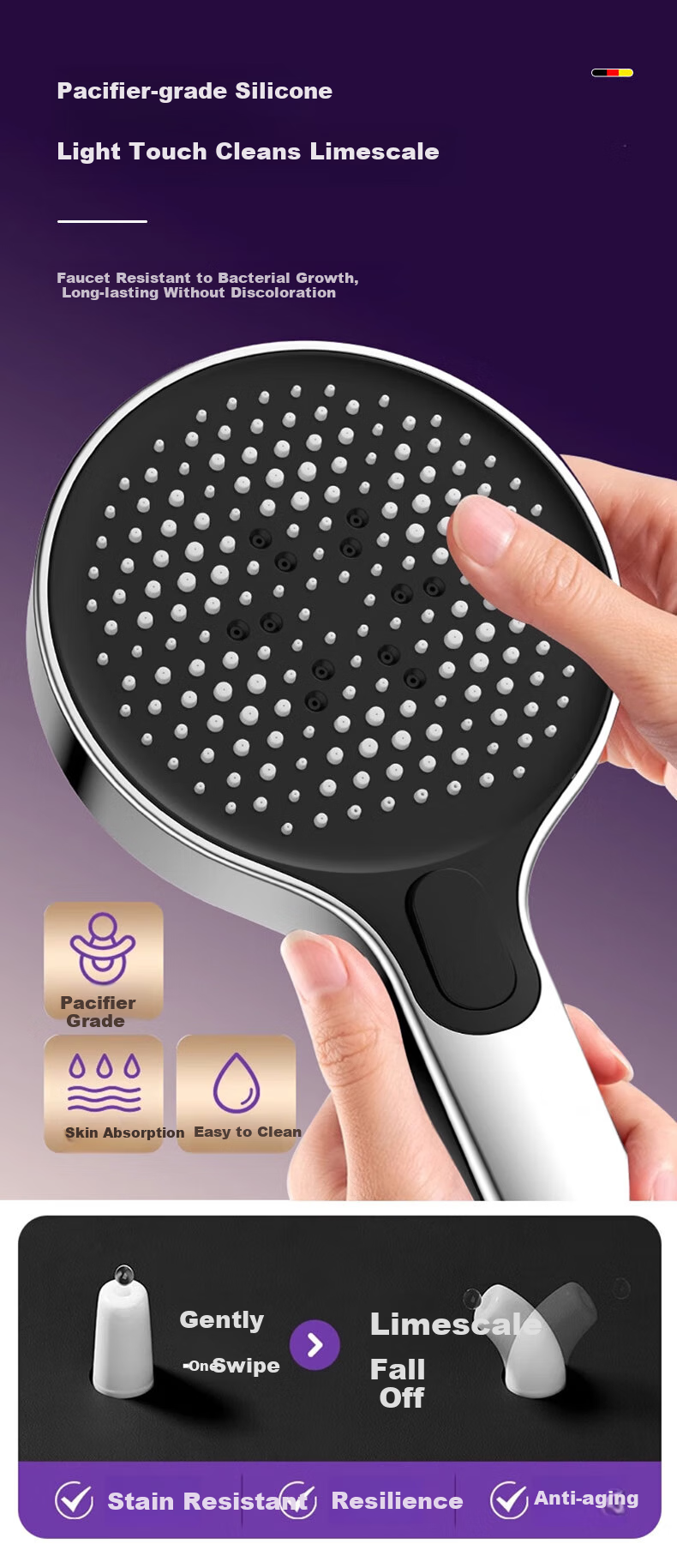 HOMK Germany High-Pressure Shower Head Handheld Bathroom Shower Sprayer Model 009 18