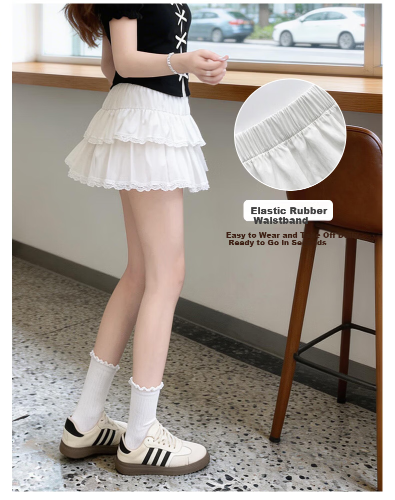 Langsha White Lace Cake Skirt Women's Spring Summer Slim Fit Beautiful Ballet Style High Waist French Puff A-Line Mini Skirt 7