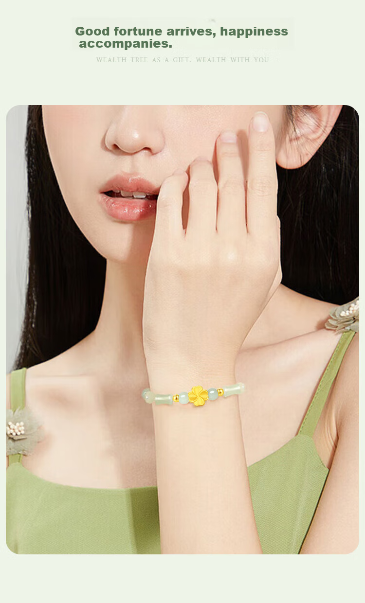 ALLOVE Bamboo Segment Four-Leaf Clover 999 Silver Bracelet for Women 2026 New Birthday 520 Valentine's Day Gift for Girlfriend Wife 7