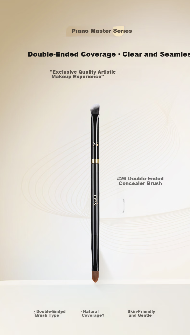 MSQ Piano Master No.26 Double-Ended Concealer Brush for Tear Trough, Spots, and Acne Marks Flat Head Makeup Brush 1