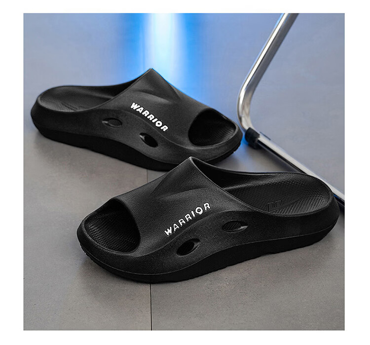 Warrior Men's Slippers Soft Home Shower Shoes Outdoor Thick Sole Casual Sandals SDJ-0522 Black 42-43 8