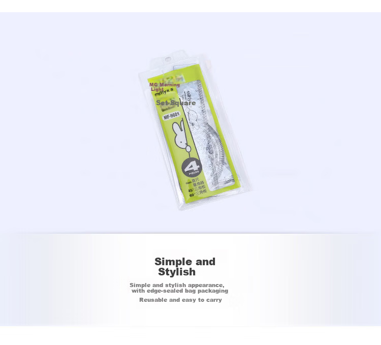 M&G Student Ruler Set Triangle Ruler Right Angle Ruler Protractor Drawing Tools 4-Piece Set MF9601 1 Set 5