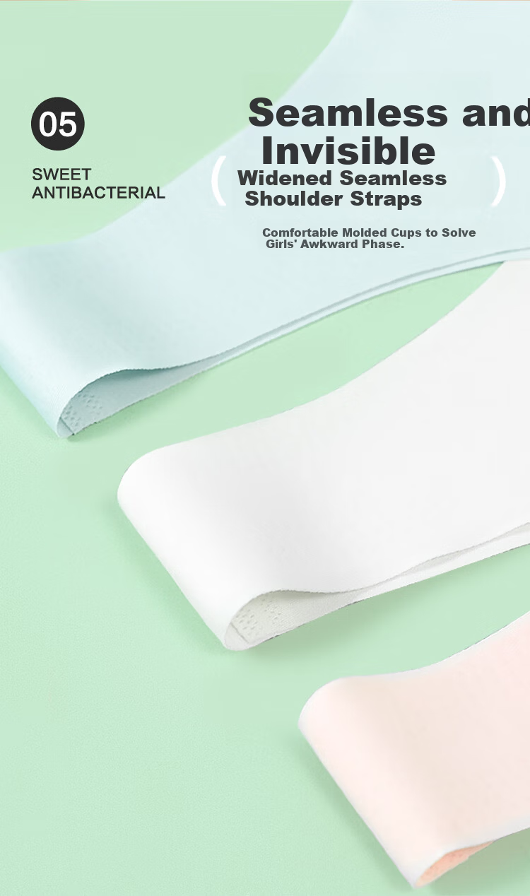 Hodohome Girls' Bra, Second Stage Development Period, Seamless Underwear for Young Girls, Breathable Vest for Older Children, 002 Three B90 6