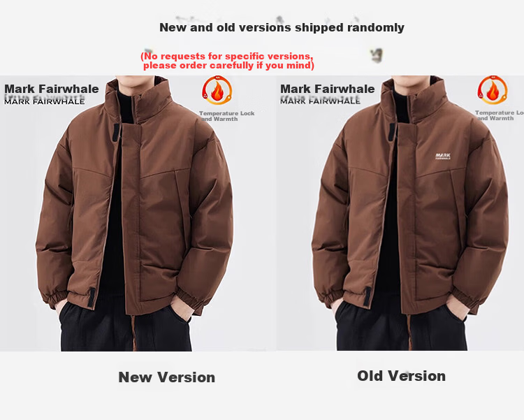 Mark Fairwhale Men's Thickened Cotton Padded Jacket Autumn Winter Warm Bread Cotton Coat Dark Coffee L 1