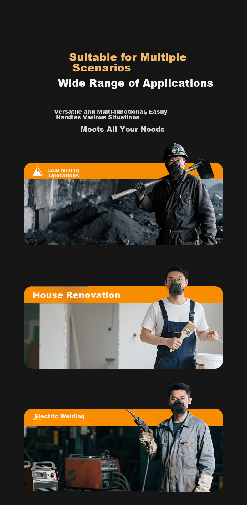 Henghui Dustproof Mask Industrial Heavy Dust Smoke Respirator Protective Silicone Mask for Coal Mining Grinding Renovation Spray Painting [1 Piece] DM15 12