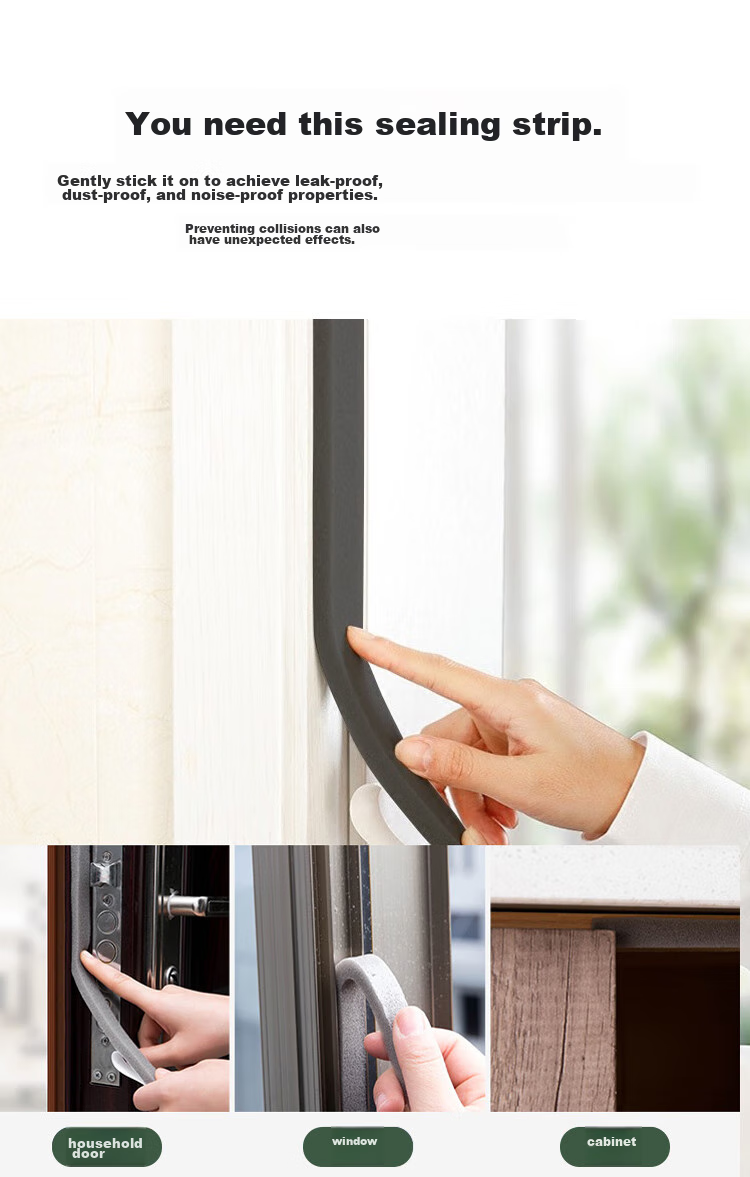 Qinghua Door And Window Gap Sealing Strip, Soundproofing Strip, Windproof And Draft-Proofing Insulation Filler, Silicone E-Type Brown, 6 Meters 4