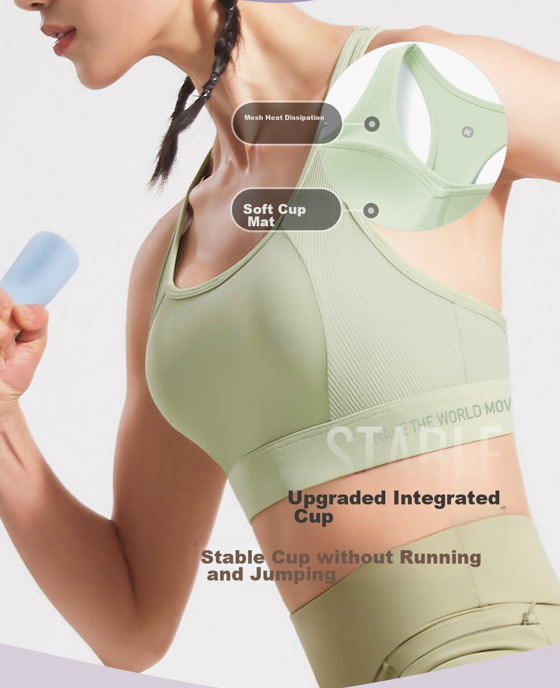 Keep High-Intensity Sports Bra, Anti-Sagging, Side Support, Training Bra for Running, Summer Wear, Shock-Absorbing, Milkshake Purple, XL 2