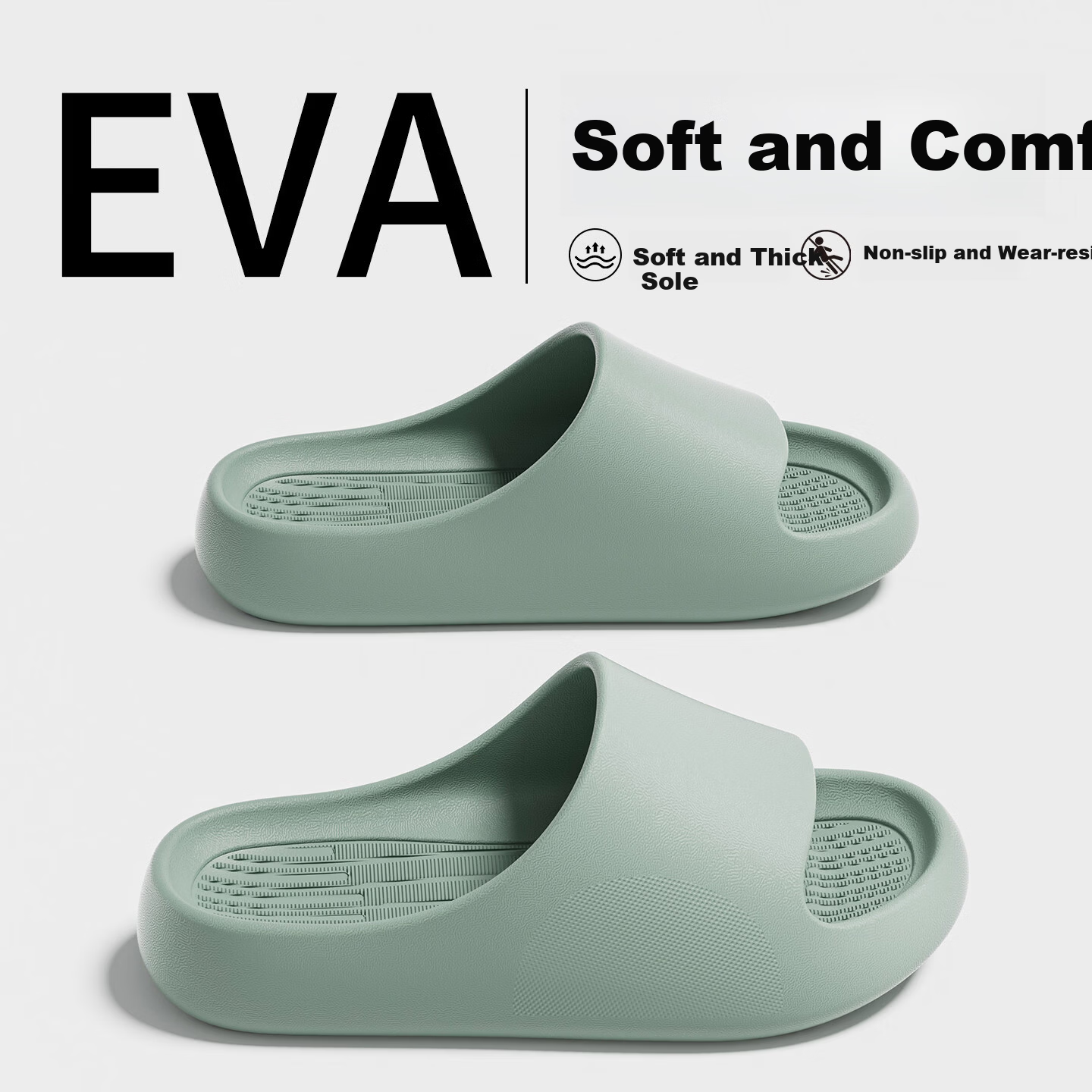 Ganmai Men's Non-Slip Summer Home Bathroom Shower EVA Outdoor Odor-Resistant Slippers Women Lake Blue Size 36-37