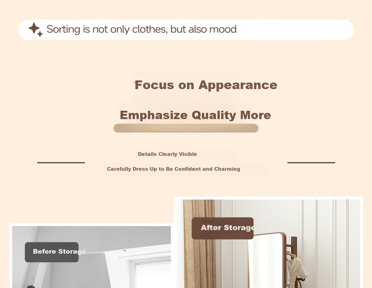 Millennium Huafu Full-Length Rotating Dressing Mirror Floor Mirror with Movable Bedroom Coat Rack Integrated Fitting Mirror 2