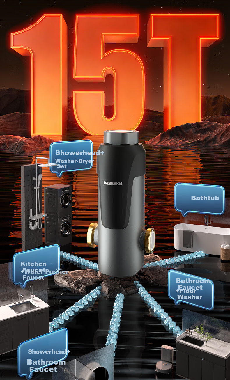 WISESKY Weisikai'er Anti-Gravity Pre-Filter, High Flow Rate, Whole House Use, Top Ten Anti-Backwash Water Purifier, 80T, On-Site Installatio 11