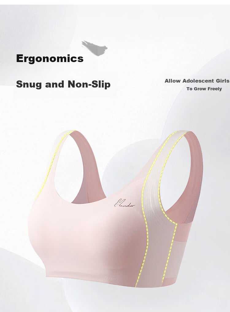 Tingmei [Class A] Developmental Girls' Seamless Invisible Sports Posture Correction Shockproof Teen Bra for Middle and High School Students 2