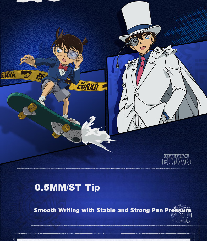 AIHAO Detective Conan Collaboration 0.5mm Erasable Pen for Back to School, Primary Student Erasable Writing and Practice Pen, ST Tip, Crystal Blue, Kid Edition, 3-Pack DGP276 5