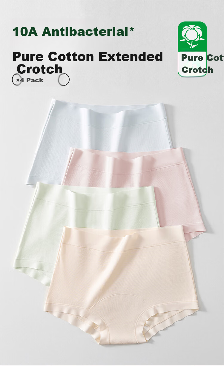 Urban Beauty Women's Boxer Briefs (10A Antibacterial Extended Crotch) 100% Cotton Crotch High-Waist High-Elastic Full Coverage Small Boxer Shorts 1