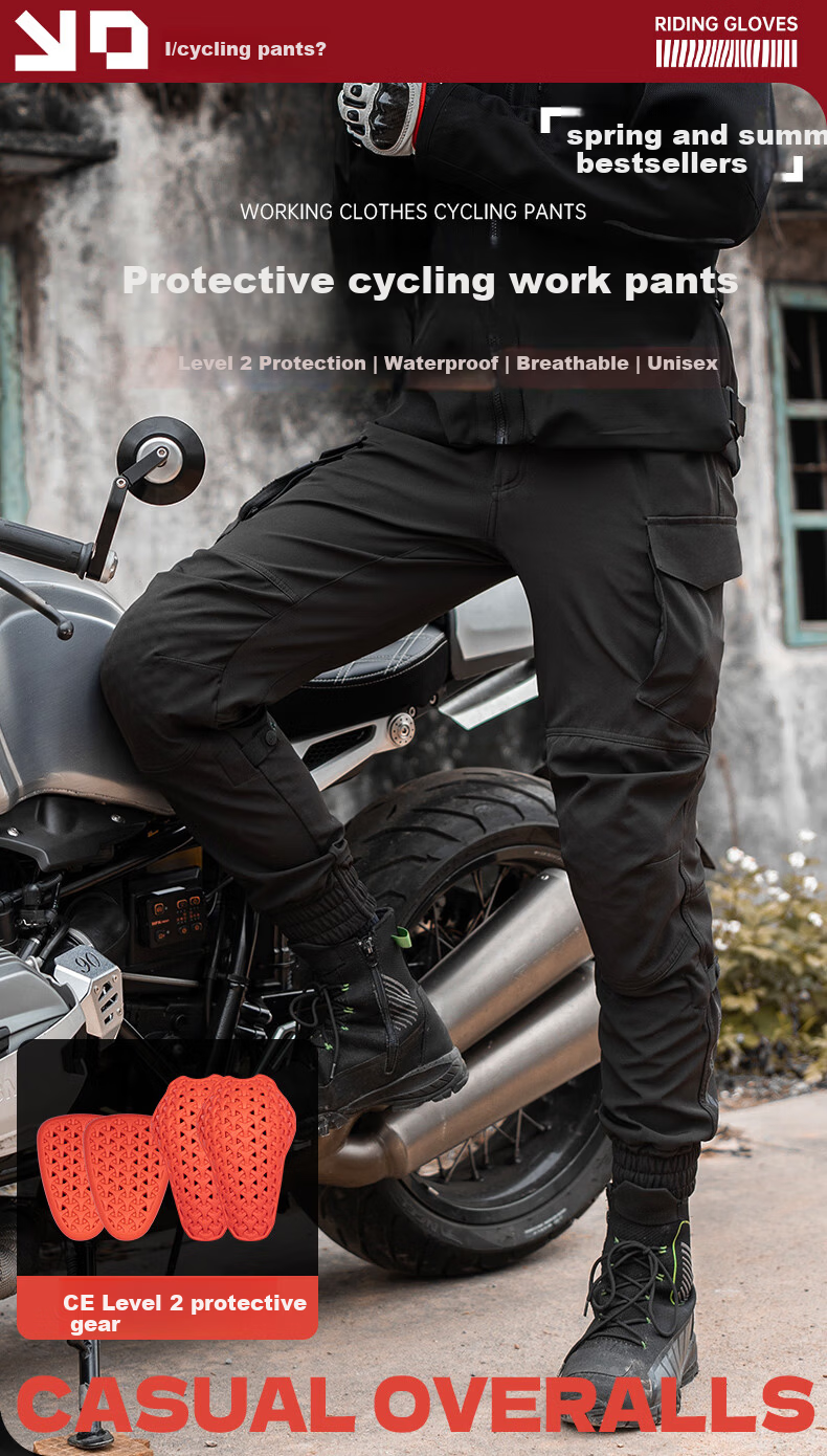 STAR FIELD KNIGHT Men's Motorcycle Commuter Riding Pants Summer Casual Slim Fit Cargo Pants Military Green XL 1