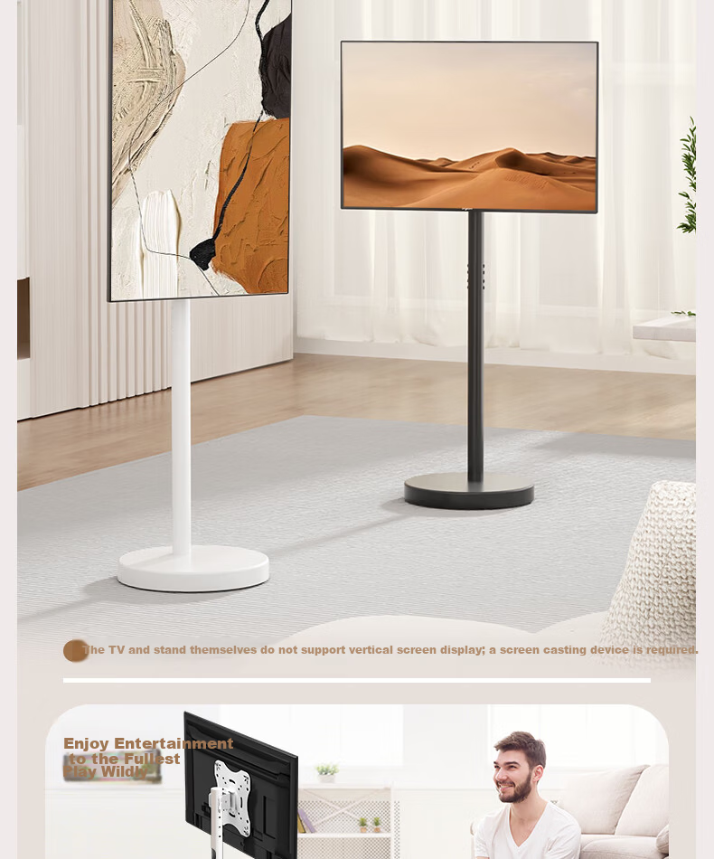 Enlip TV Mobile Stand 360° Rotatable Vertical and Horizontal Screen Friend Machine Stand 24-46 Inch Monitor Stand Movable Floor Cart Live Streaming Projection Mount Universal 17