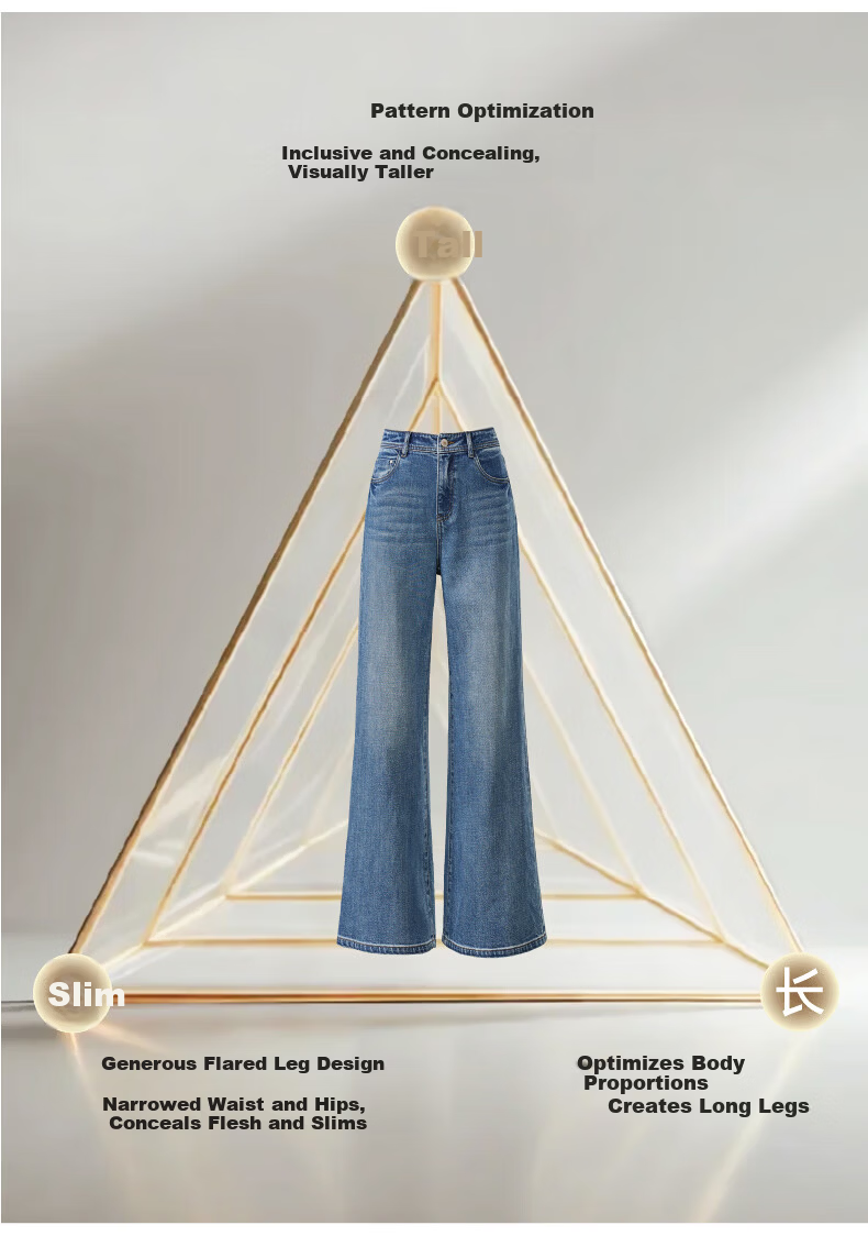 ESE-Y Lyocell Cotton Tube Flared Jeans for Women 2026 Spring New High Waist Straight Wide Leg Flare Pants Denim Blue 29 9