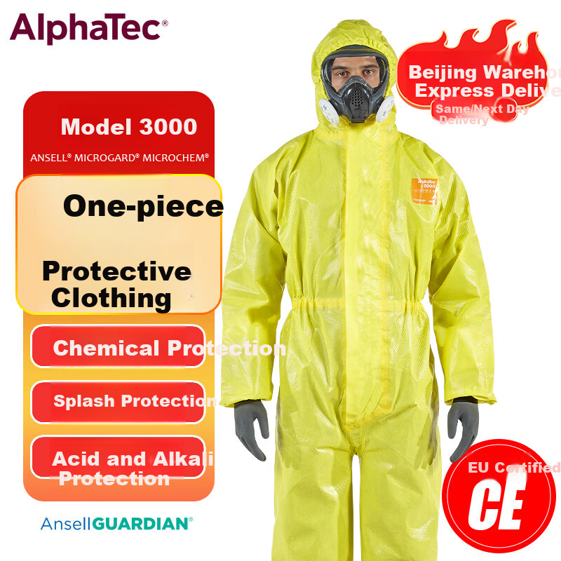 ALPHATEC C-Level Chemical Protective Coverall Acid and Alkali Resistant Corrosion-Proof Chemical Suit Laboratory Workwear Acid-Resistant Suit 3000 Coverall [Model 132] Size L