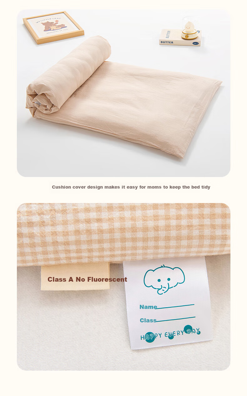 Aiwei A-Class Cotton Three-Piece Set Kindergarten Towel Embroidery Pure Cotton Bed Sheet Pillowcase Duvet Cover 120*150cm Moon Kaka 17