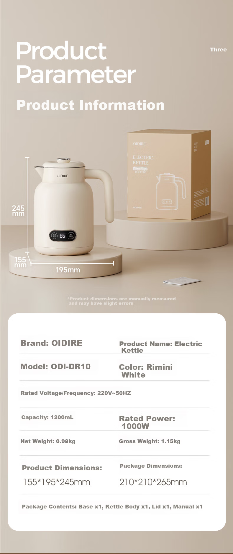 OIDIRE Smart Temperature Control Kettle Electric Water Kettle Multi-Stage Temperature Adjustment 316 Stainless Steel Seamless Inner Liner Insulated Health Kettle 1.2L ODI-DR10 14