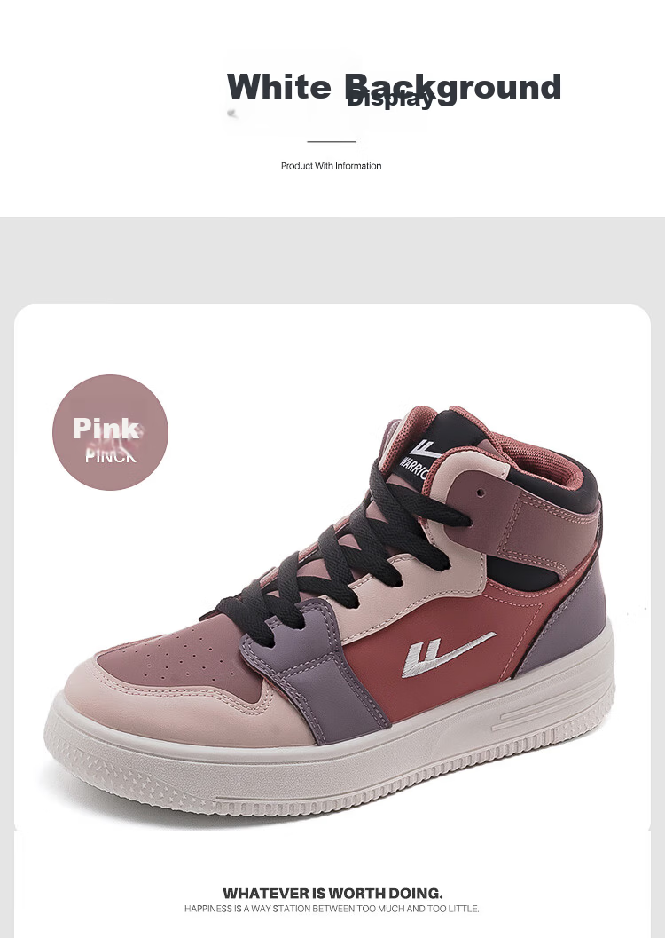 Warrior Official Women's High-Top Thick-Soled Sneakers 2026 New Pink Size 35 25