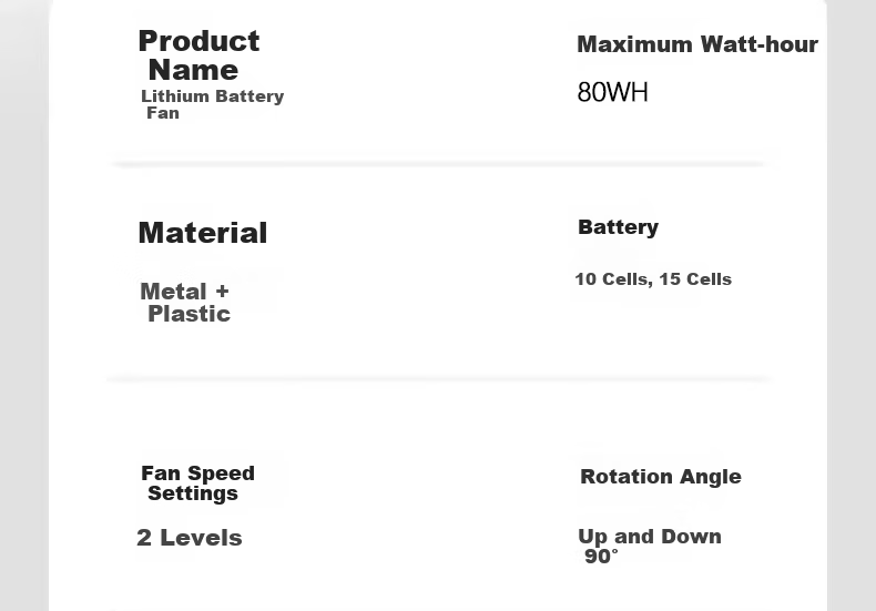 Wulang Machinery Wireless Long-Lasting Lithium Battery High-Power Rechargeable Outdoor Portable Stall Cooling Fan 28