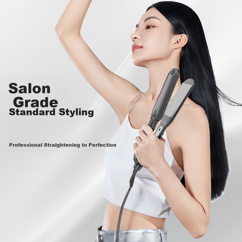 CONFU KF-505 Curling and Straightening Iron, Wide Dual-Use Hair Straightener and Curler for Professional Salon Hair Styling
