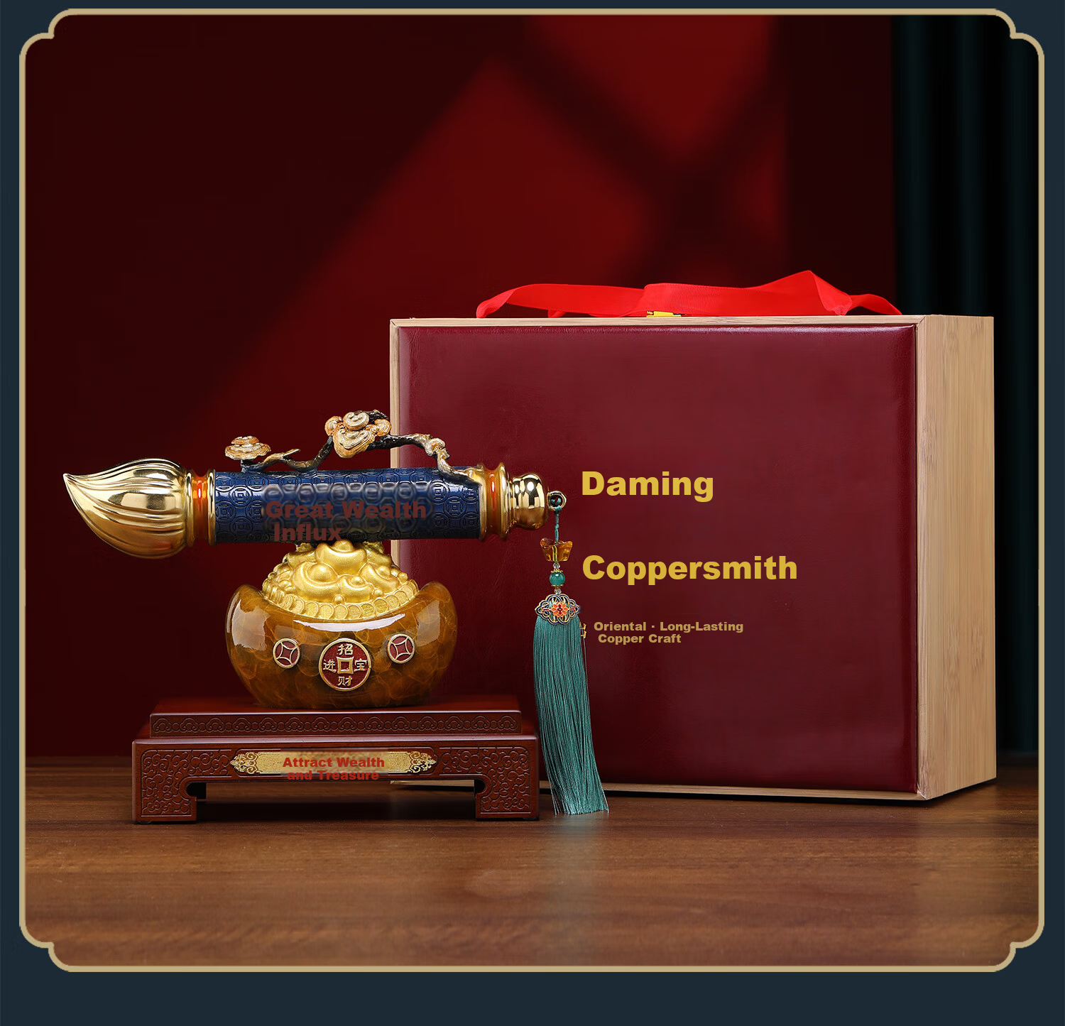 Daming Copper Craftsman Large Copper Pen Wealth Ornament Opening Celebration Gift Office Reception Hallway Living Room Decoration Housewarming Promotion Gift 11