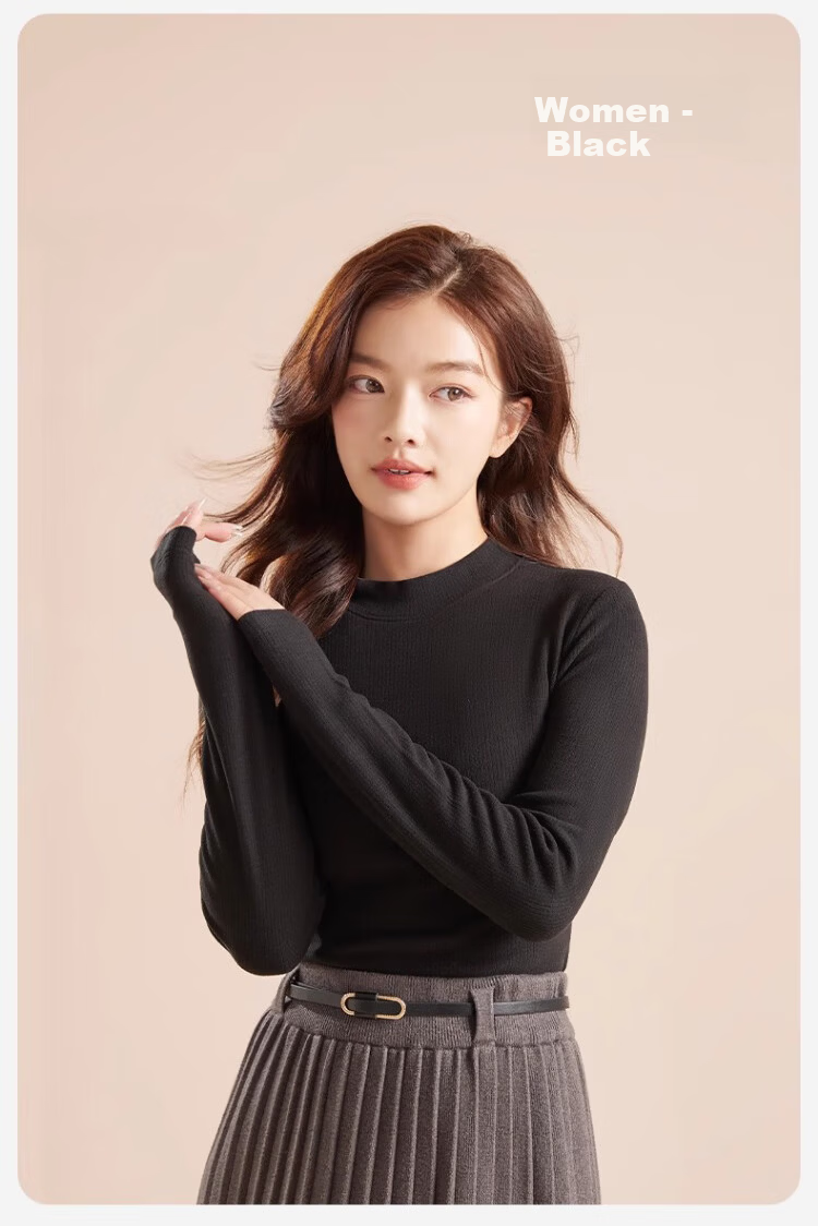 Urban Beauty Women's Slim Fit Half Turtleneck Base Layer Top High Elastic Thickened Fleece Autumn Winter Shirt Red M 18