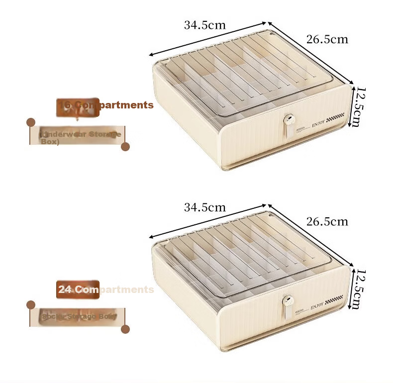 Jiadu Underwear And Socks Storage Box, Drawer Organizer with Compartments for Intimate Apparel, Three-In Organizer Box for Home Use 18