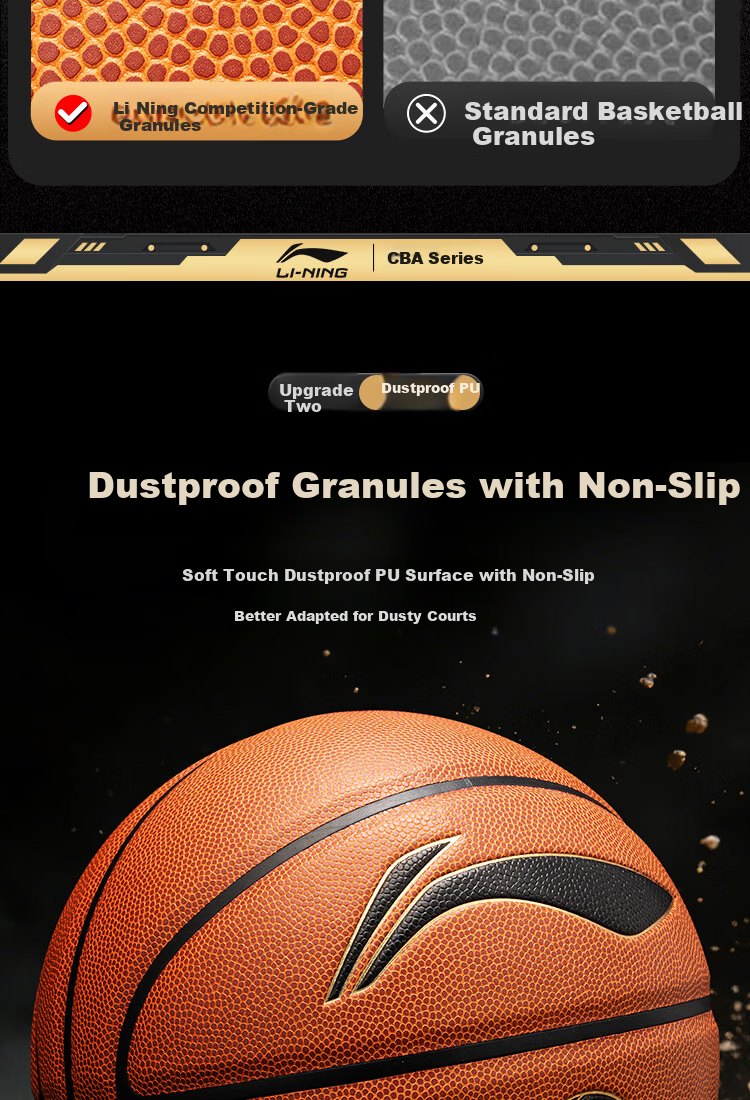 LI-NING Basketball Size 7 CBA Official Game Ball Adult Youth Indoor Outdoor Dustproof Moisture-Absorbent Standard Basketball 091-2 6