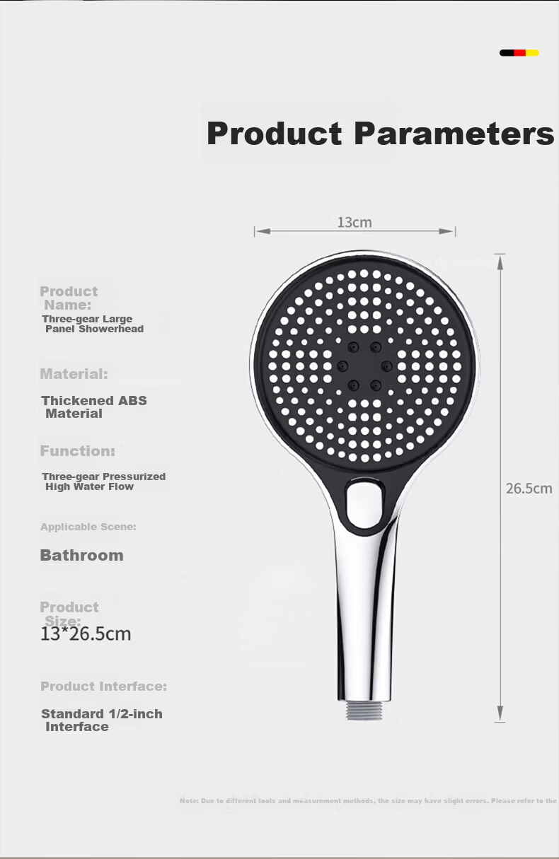 WUZORY Germany Pressurized Shower Head Handheld Bathroom Silver 127 21