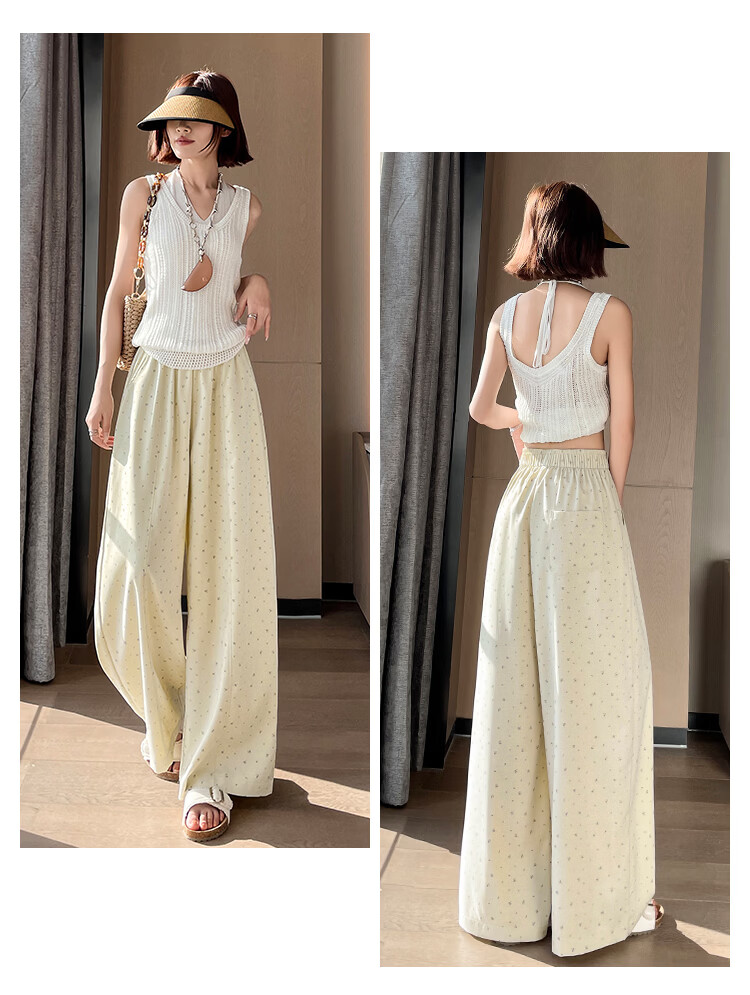 2026 New Summer Women's Loose High-Waist Wide-Leg Floral Casual Pants 21