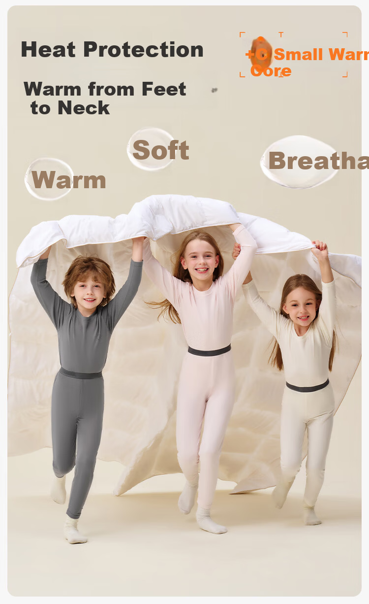 YEEHOO [Warm Core] Modal Thickened Children's Thermal Underwear Set Boys and Girls Autumn Long Johns Set 4