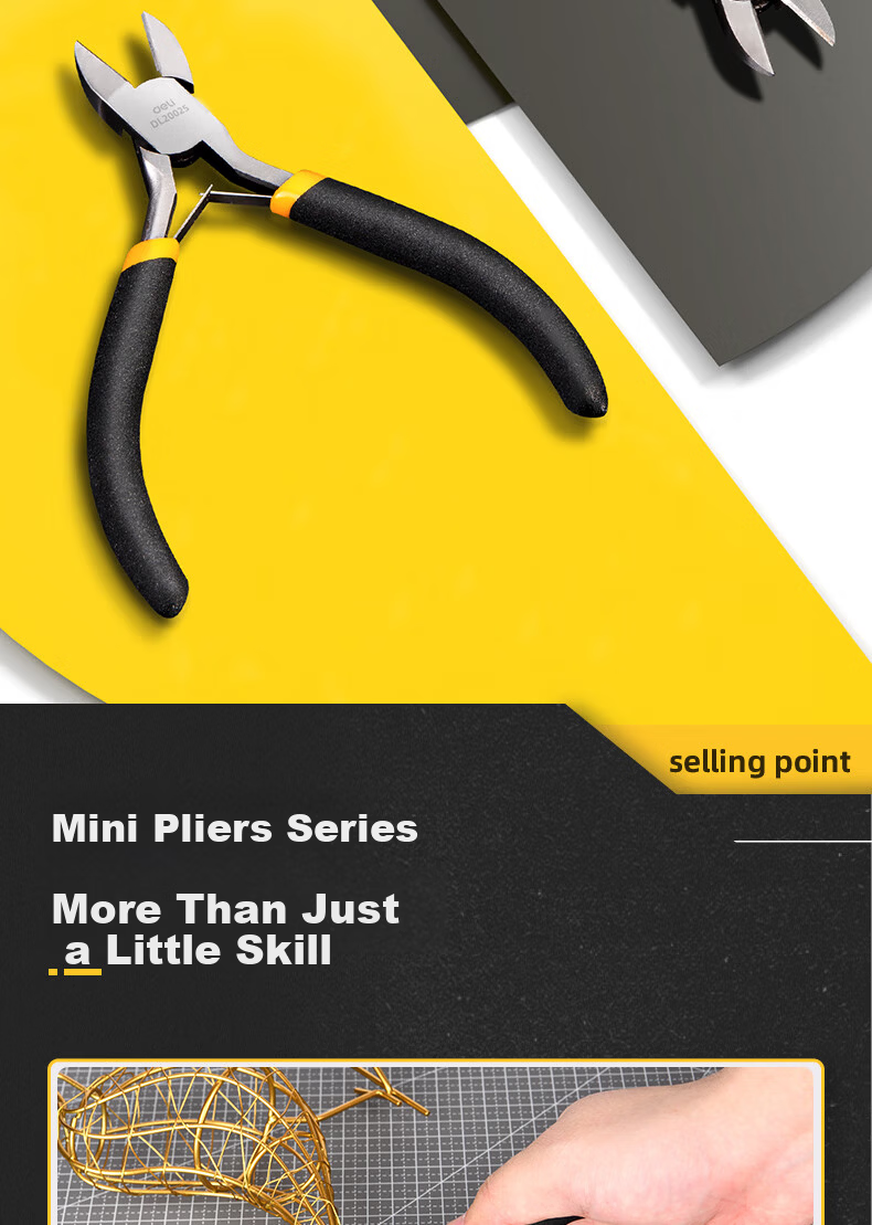 Deli Multifunctional Mini Needle-Nose Pliers, Electrician's Long-Nose Pliers, Small Gripping Pliers, High Carbon Steel Precision Forged, 5 Inches 6
