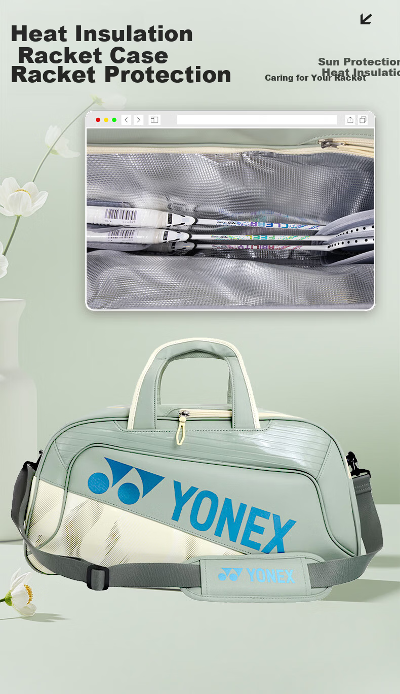 YONEX Badminton Bag Fashionable Multifunctional Large Capacity Children's Youth Backpack BA351CR Lime Yellow 6