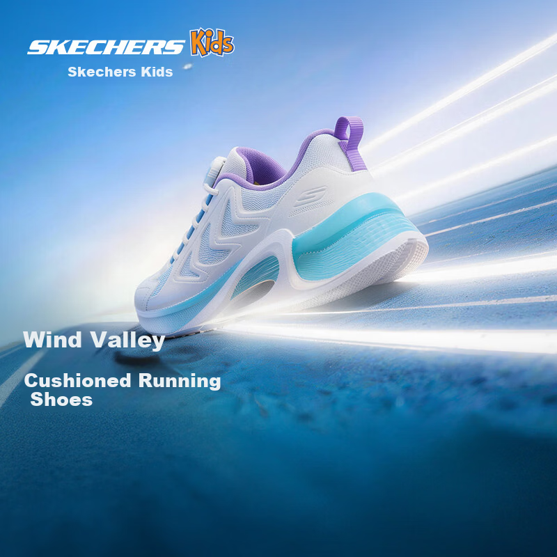 Skechers Kids Wind Valley Lightweight Shock Absorption Spring Girls Non-Slip Wear-Resistant Knob Sports Shoes 319091L