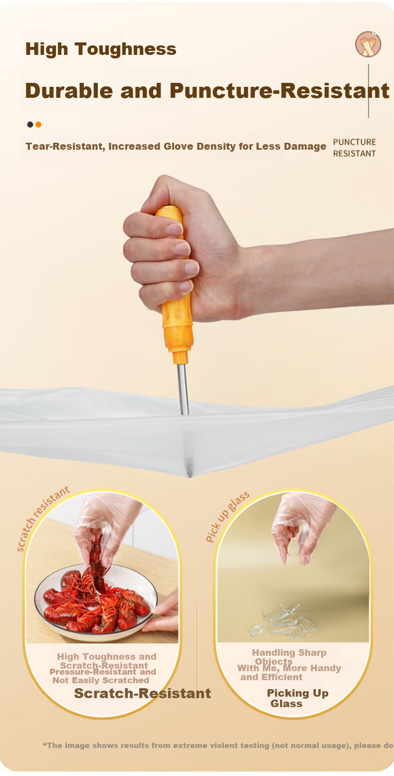 Jiansi Disposable Gloves POE 200pcs One Size Food Grade Kitchen Catering Beauty Household Cleaning Waterproof Dishwashing Gloves 6