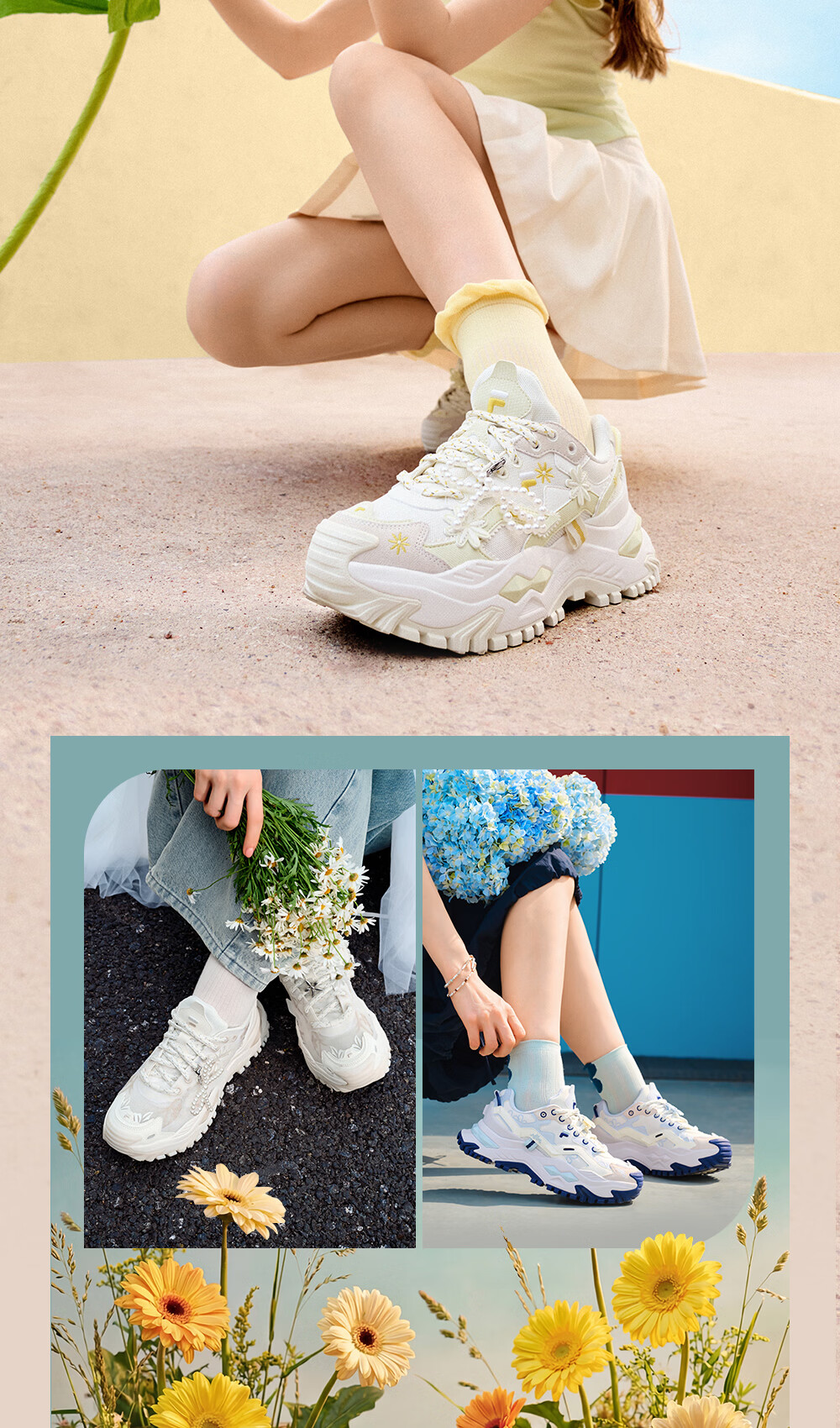 FILAFUSION Fila Trendy Hard Candy Garden Bloom Dad Shoes 26 Summer New Thick Sole Height Increasing Casual Shoes 15