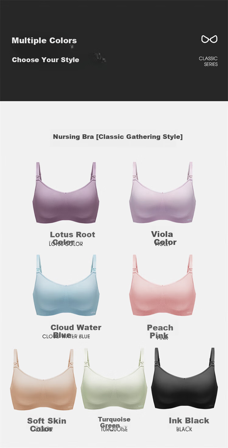 EMXEE Nursing Bra for Pregnant Women, Push-Up, Anti-Sagging, Seamless Brassiere, Summer Thin Style, Peach Pink, XL Cover 18