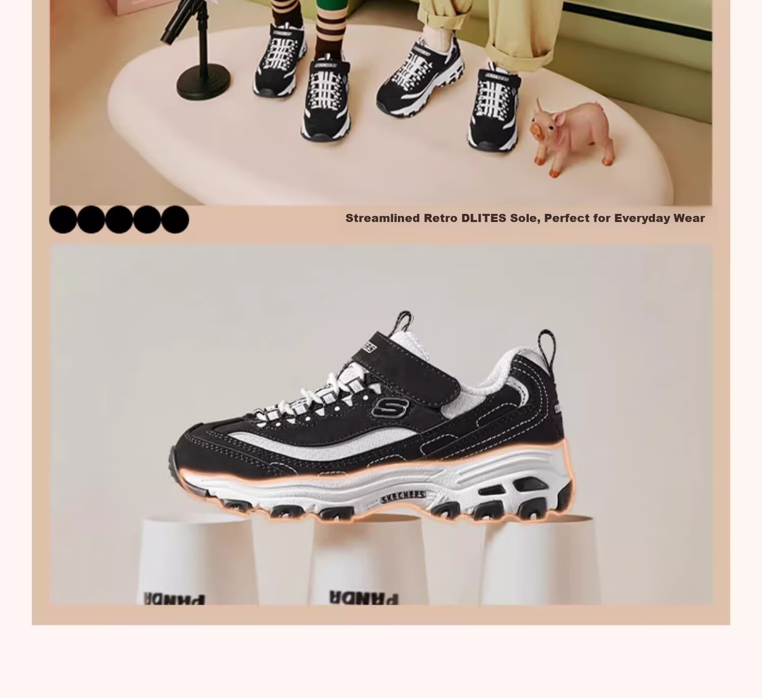 Skechers Kids Milk Tea Bear Boys Retro Dad Sneakers Sports Shoes Panda Running Shoes 403825L 6