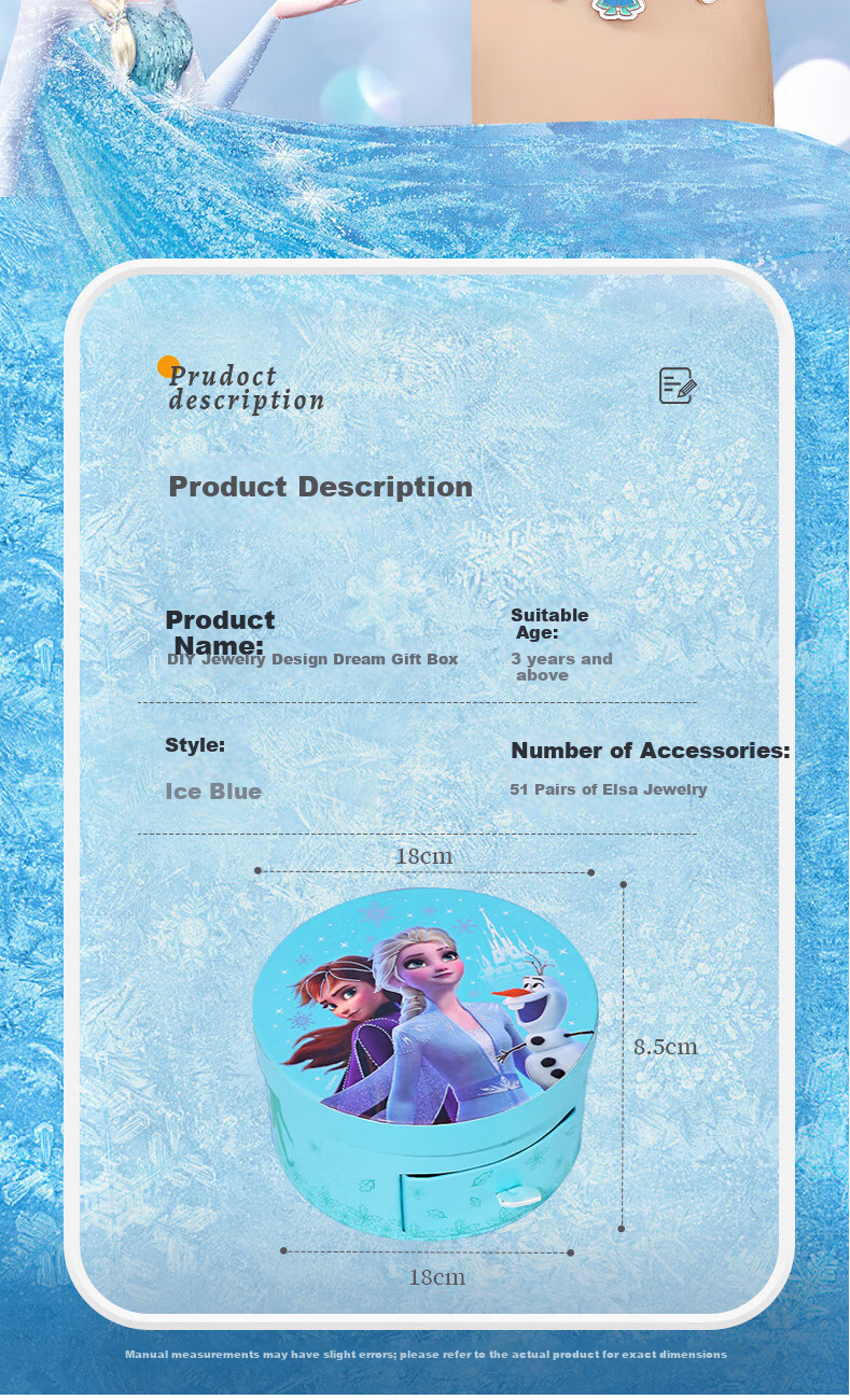 Disney Frozen Elsa DIY Landscape Dress-Up Gift Box Hair Clip Hair Accessories Bead Set for Girls Ages 3-9 Birthday Present 11