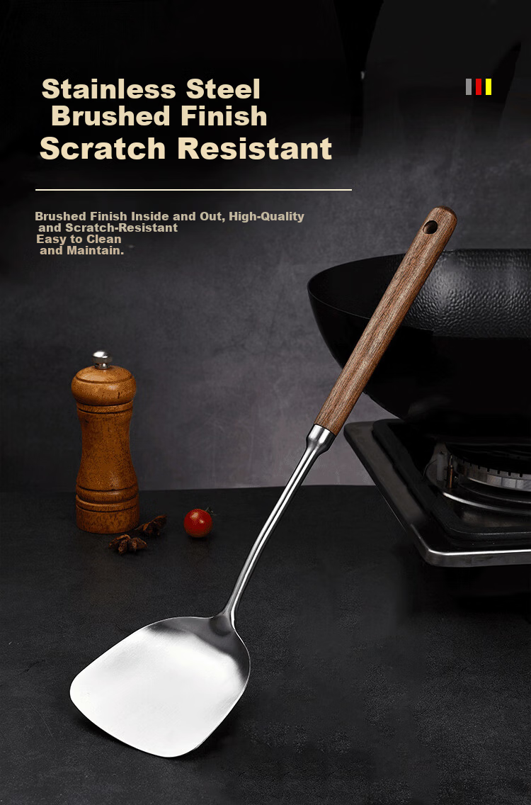 Jincun 316 Stainless Steel Mushroom Shovel Spatula Cooking Spoon Thickened Food-Grade Iron Wok Spatula for Home Chinese Cooking 2