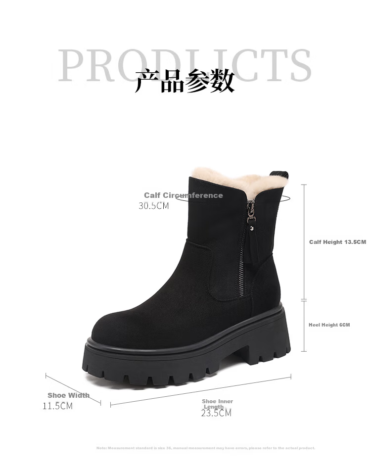 Red Dragonfly Women's Winter Snow Boots Fleece Lined Warm Cotton Shoes Versatile Outdoor Thick Sole Martin Boots WLC456221R Black Size 35 7