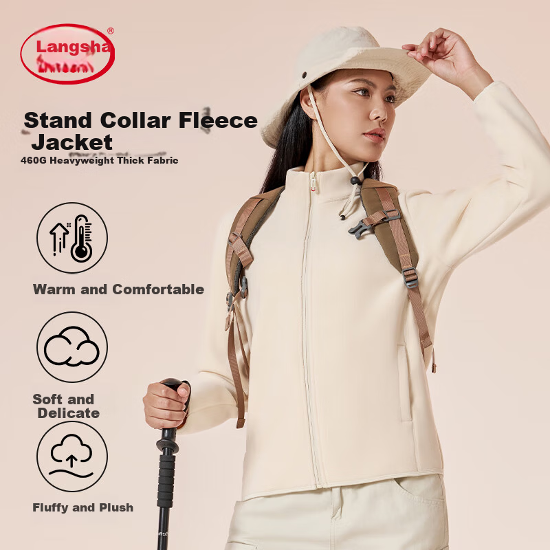 LangSha Unisex Fleece Liner Jacket Windproof Heated Outdoor Fleece Coat