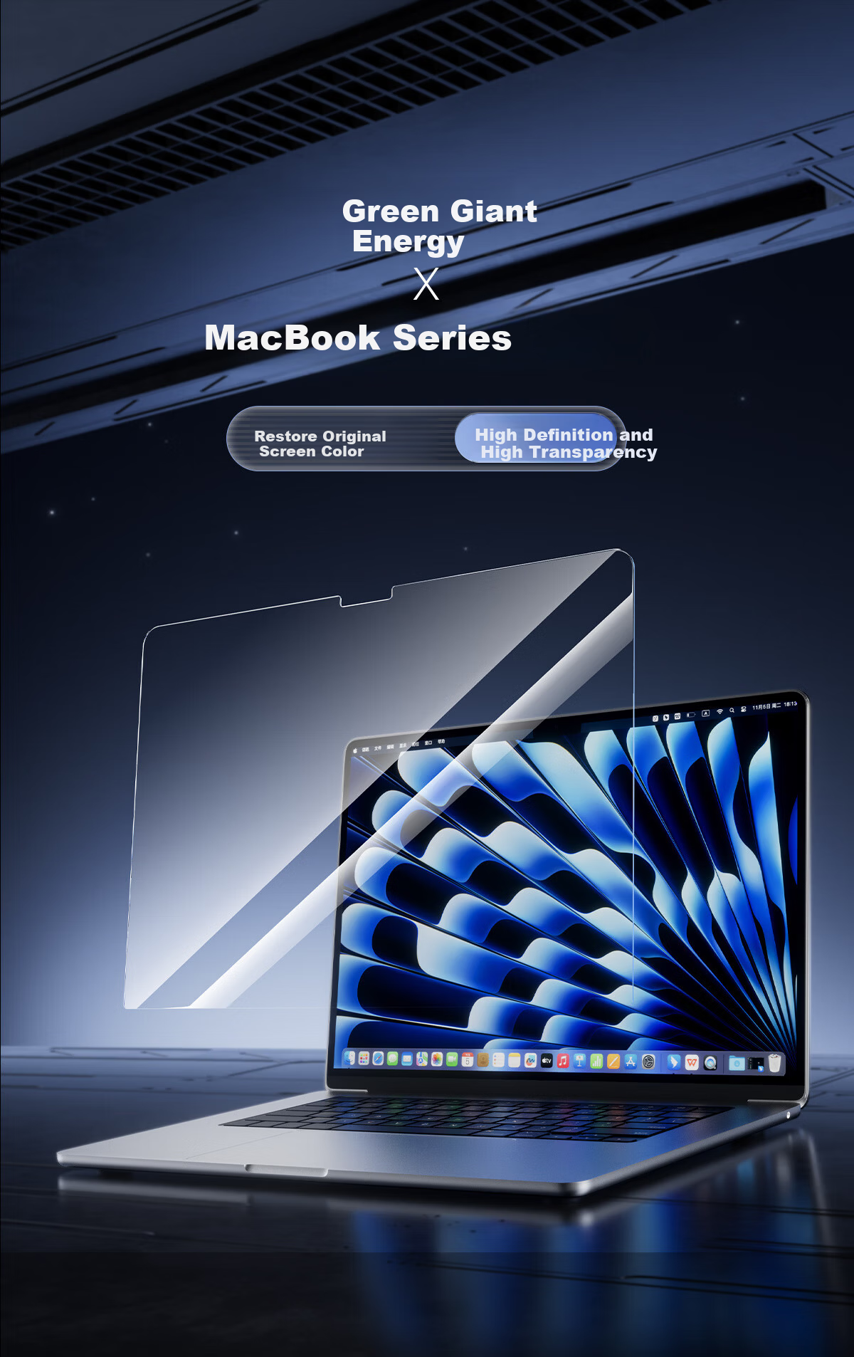 Llano Screen Protector for Apple MacBook Air M5/M4, High-Definition Film for 13.6-Inch Laptop, Full-Screen Protective Film, Anti-Fingerprint, A3113 1