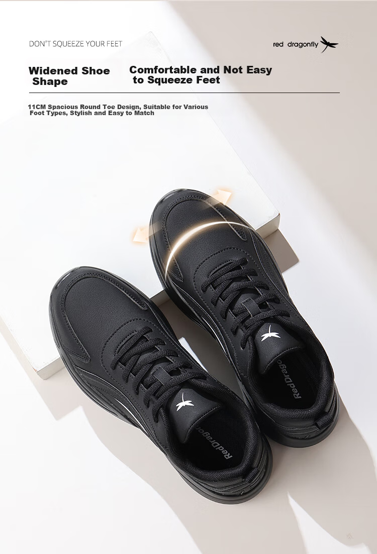 Red Dragonfly Men's Sports Shoes Autumn Soft Sole White Outdoor Lightweight Breathable Running Dad Shoes EXA351251 Black Size 41 5